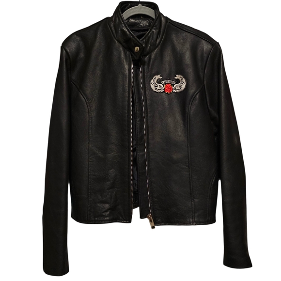 Harley-Davidson Black Leather Jacket with Embroidered Logo